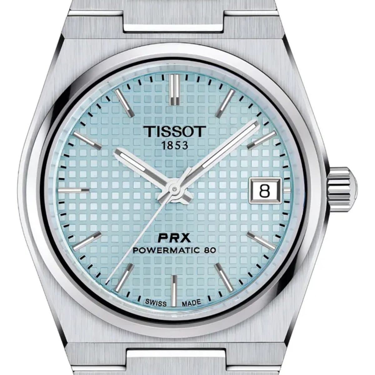 Relógio Tissot Prx 35 Mm Powermatic 80 Prata Prateado Azul-claro