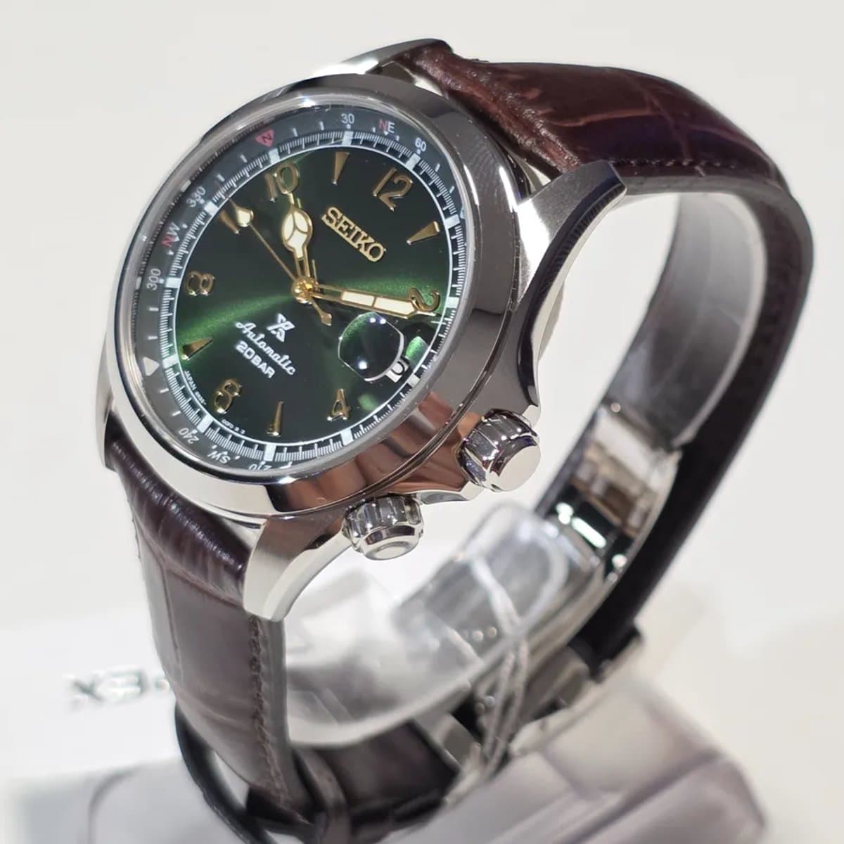 Relógio Seiko Prospex Alpinist Marrom Prateado Verde-escuro