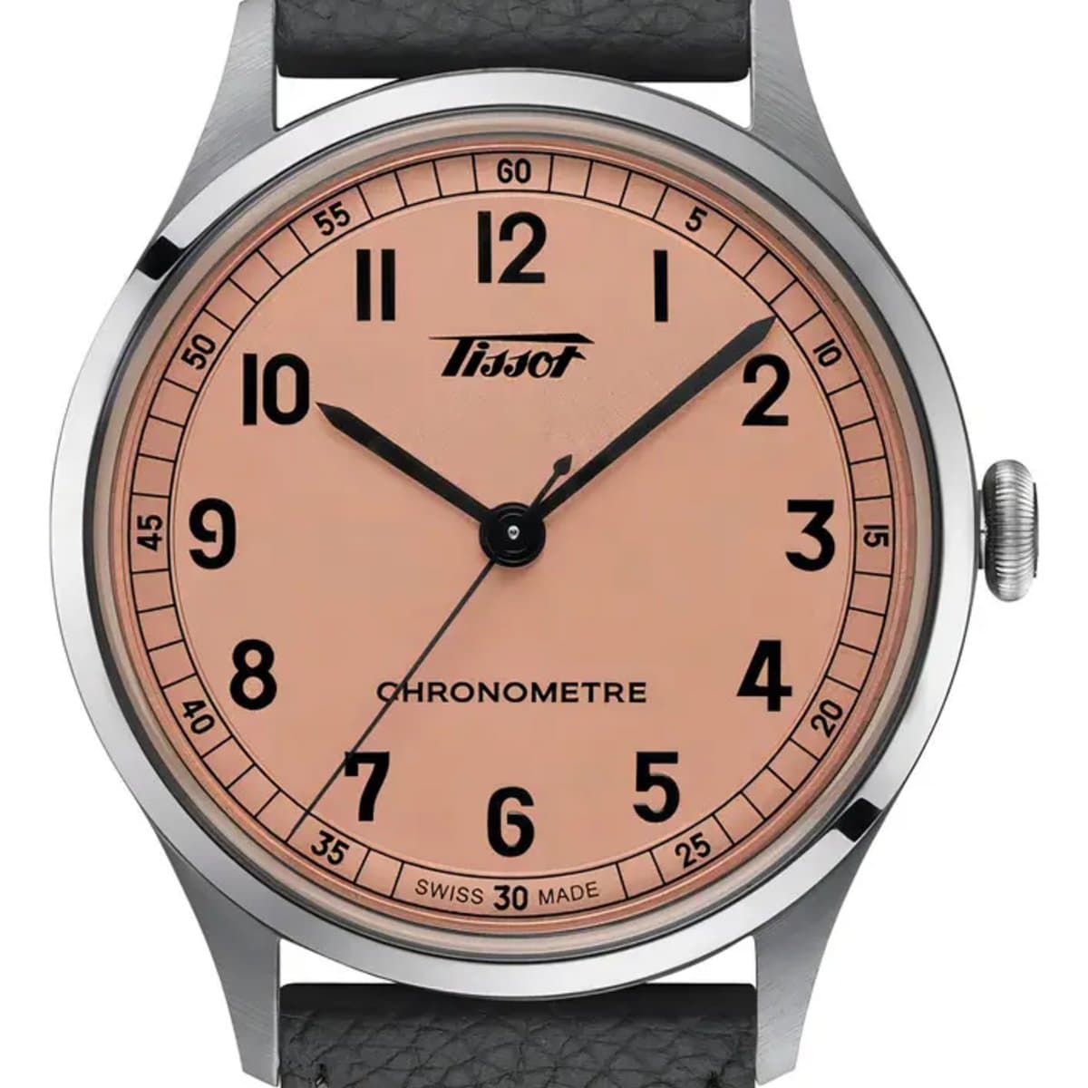 Relogio Tissot Heritage 1938 Automatico Correia Cinza-escuro Bisel Prateado Fundo Rosa