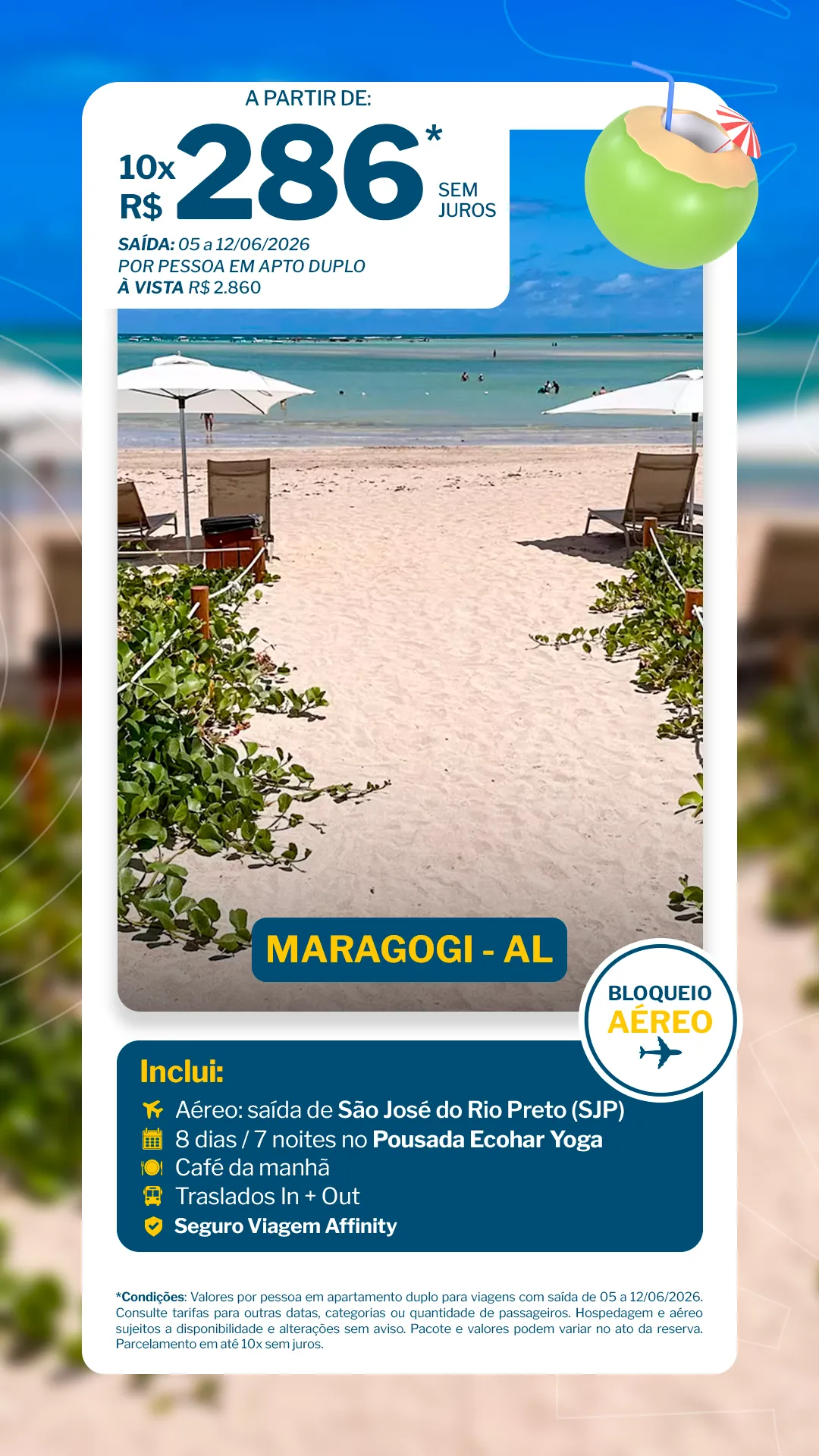 Maragogi - 7 noites - Pousada Amada Terra - SJP