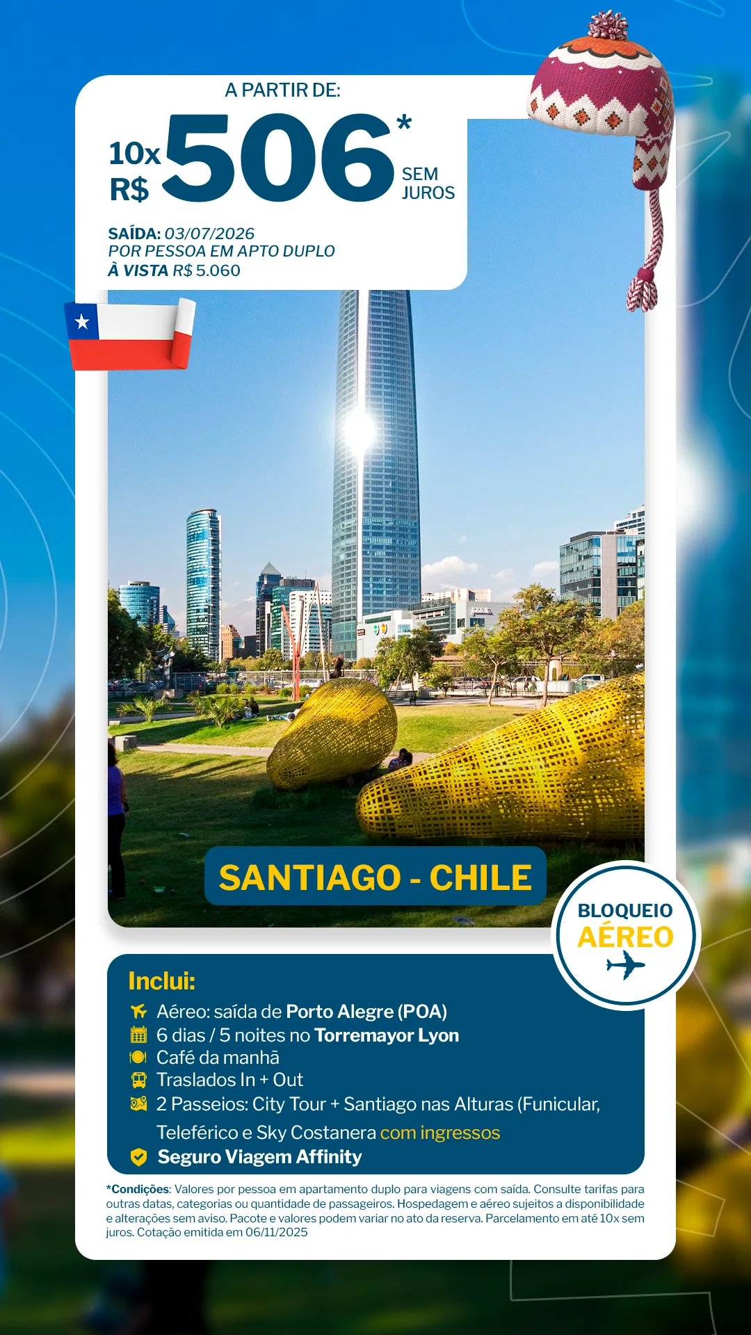 Santiago, Chile - 5 noites - Torremayor Lyon - POA