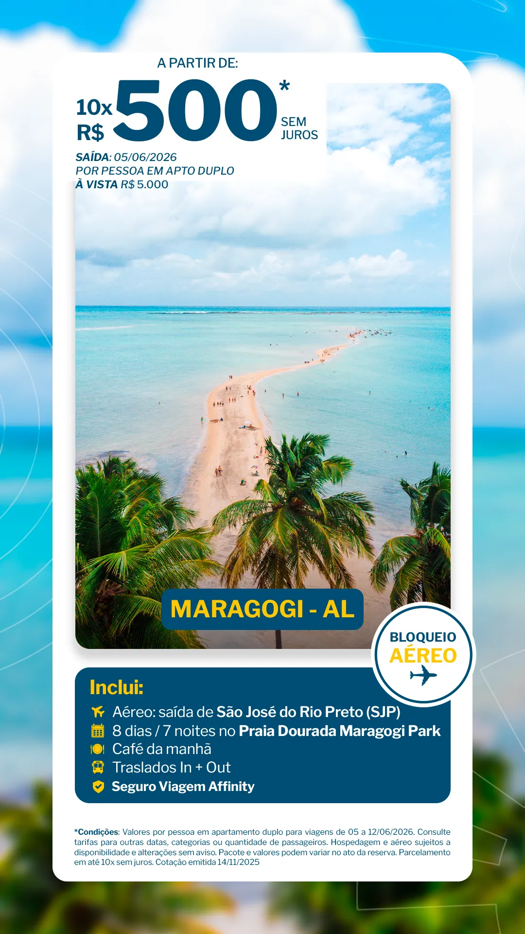 Maragogi - 7 noites - Praia Dourada Maragogi Park - SJP