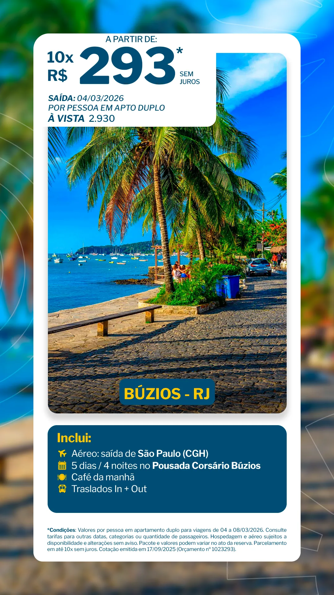 Búzios - 4 noites - Pousada Corsário Búzios