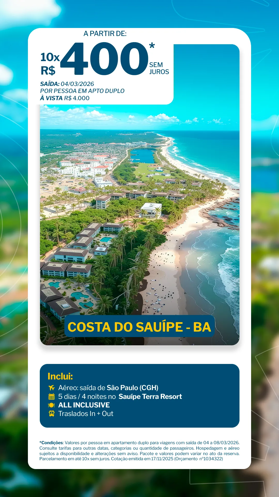 Costa do Sauípe - 4 noites - Sauípe Terra Resort