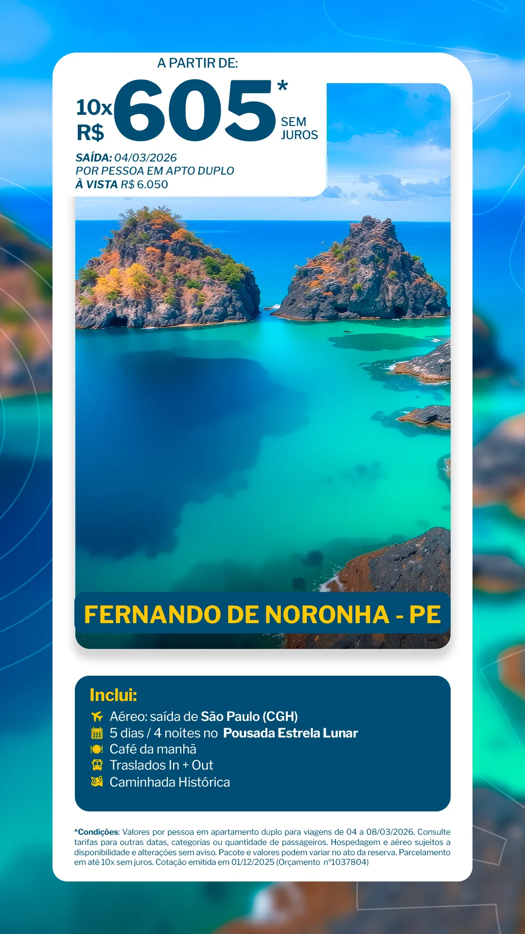 Fernando de Noronha - 4 noites - Pousada Estrela Lunar