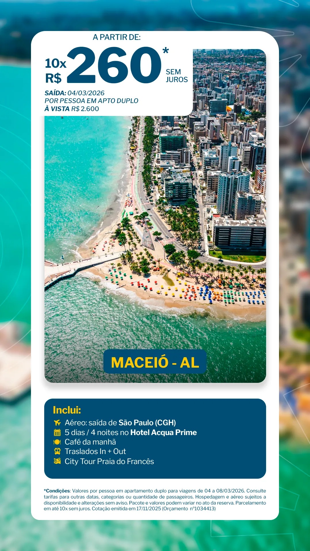 Maceió - 4 noites - Hotel Acqua Prime