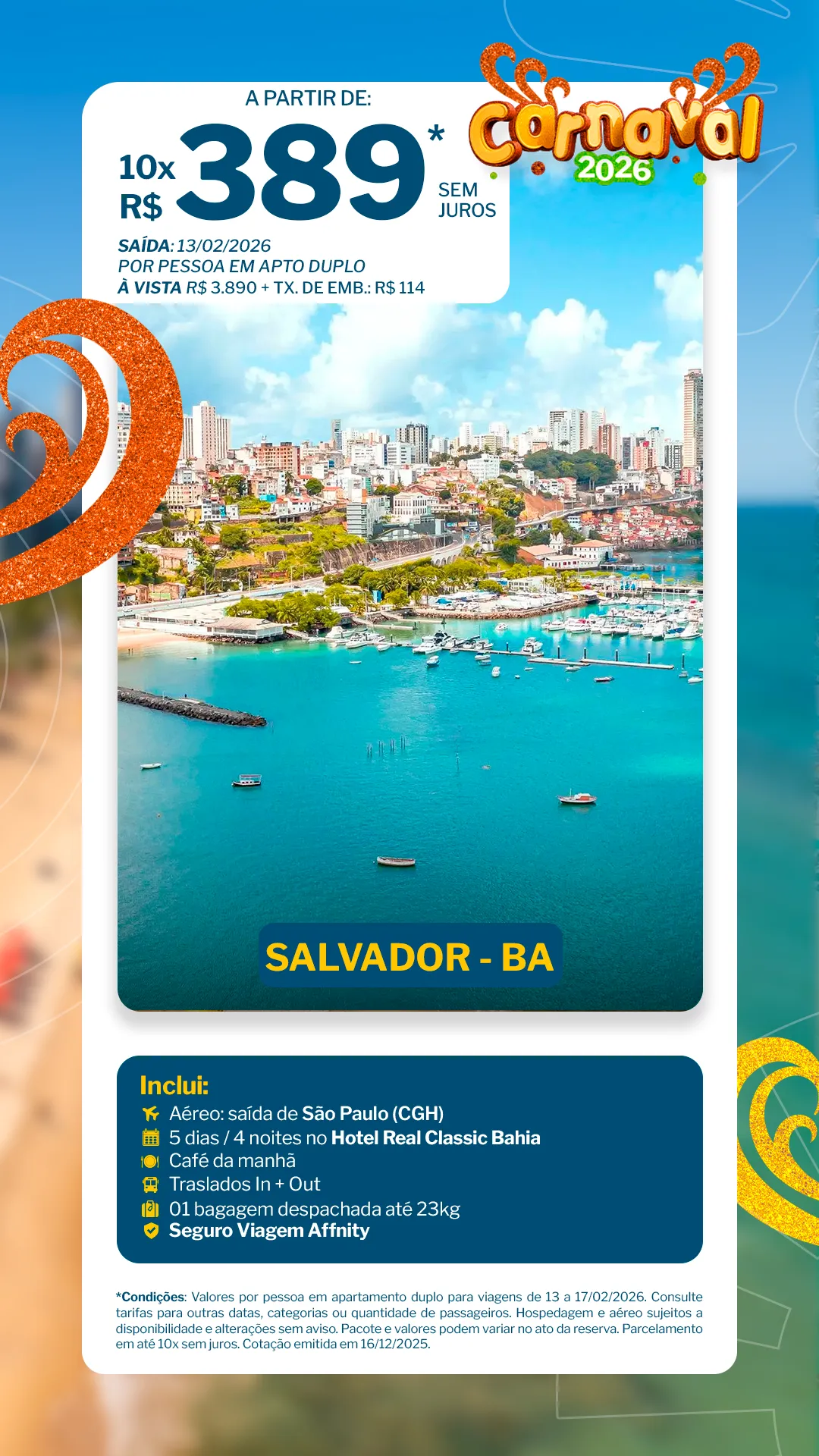 Salvador - 4 noites - Hotel Real Classic Bahia